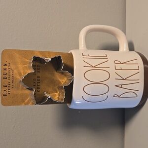 Rae Dunn Cookie Baker Mug and Cutter Set - White and Brown